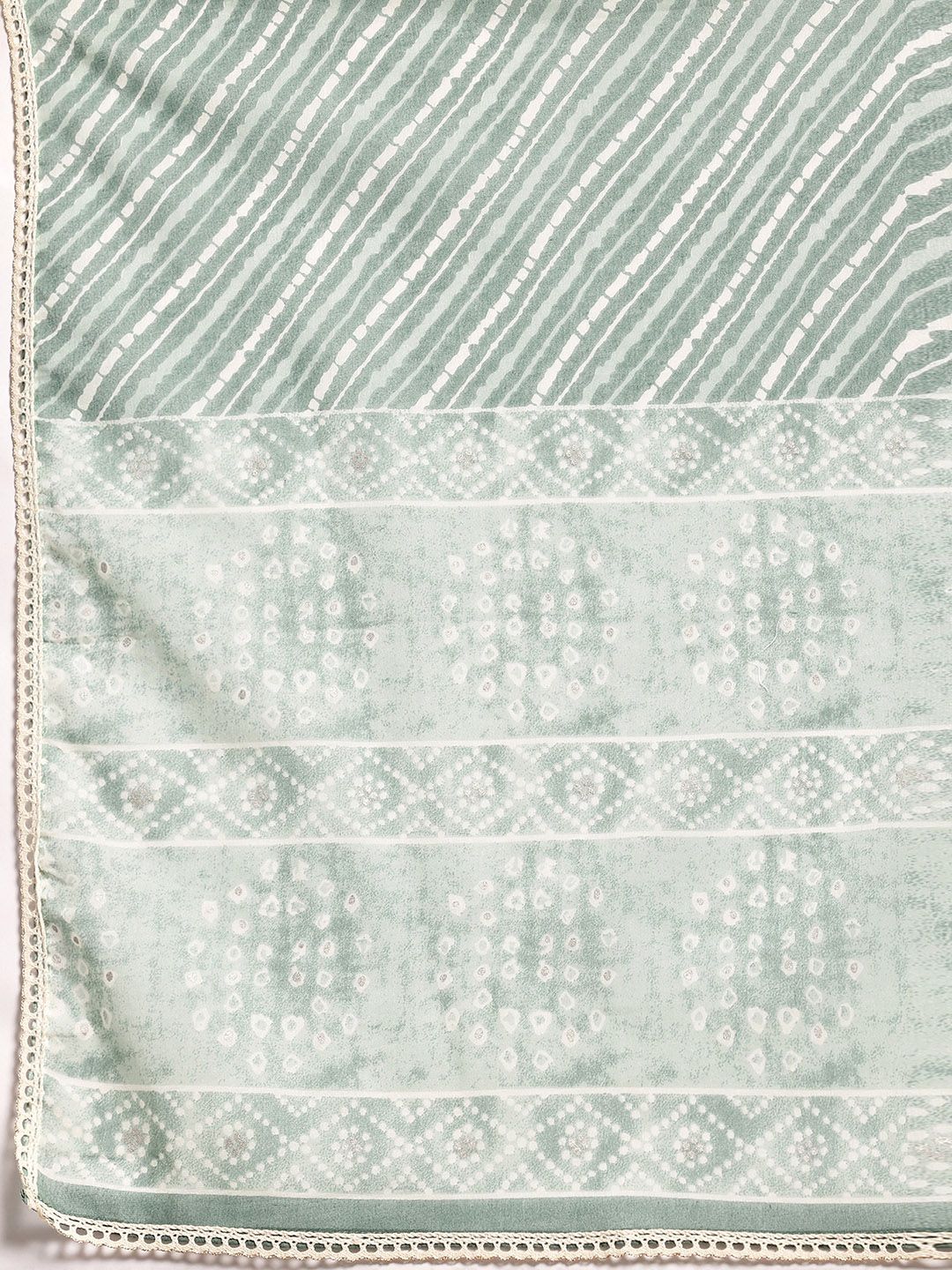 Libas Bandhani Printed V-Neck Pleated Pure Cotton A-Line Kurta with Palazzos & Dupatta