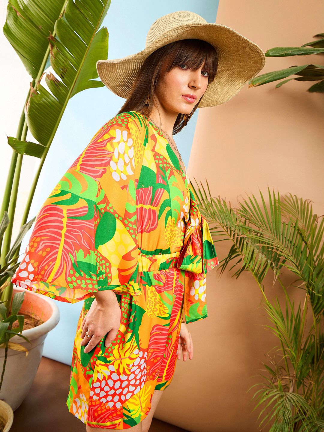 SASSAFRAS Floral Printed V-Neck Playsuit