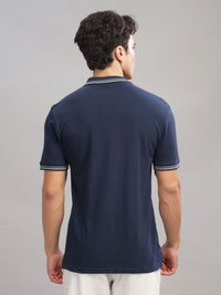 ADRO Men Polo Collar Applique T-shirt
