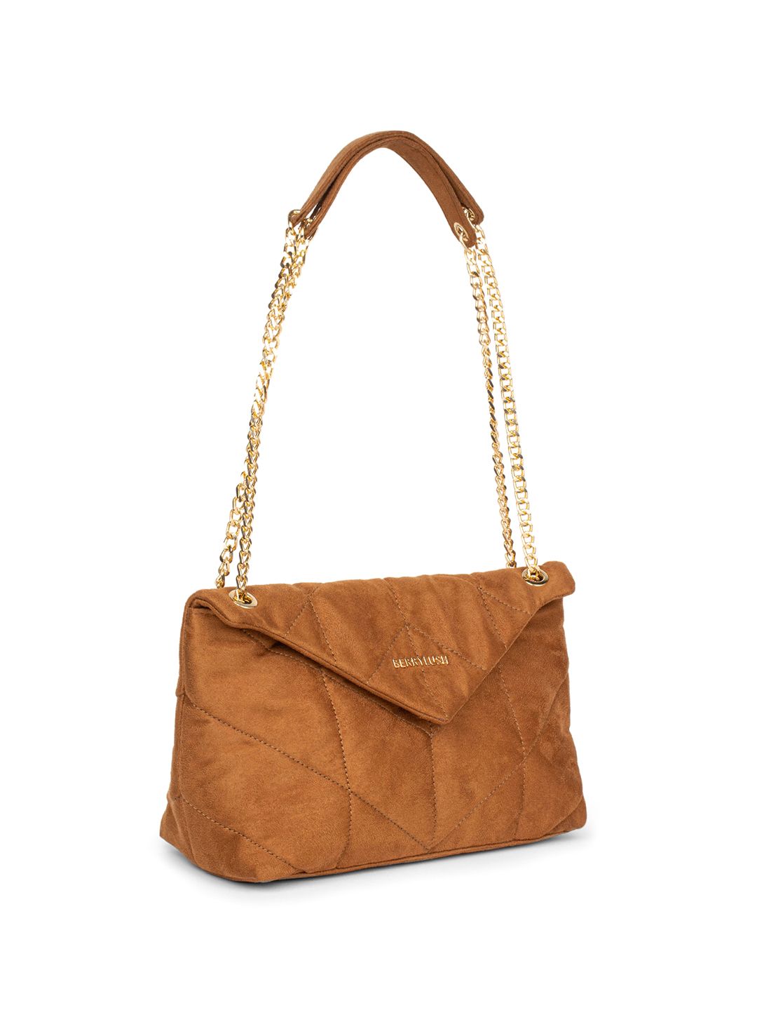 Berrylush Brown Structured Quilted Shoulder Bag
