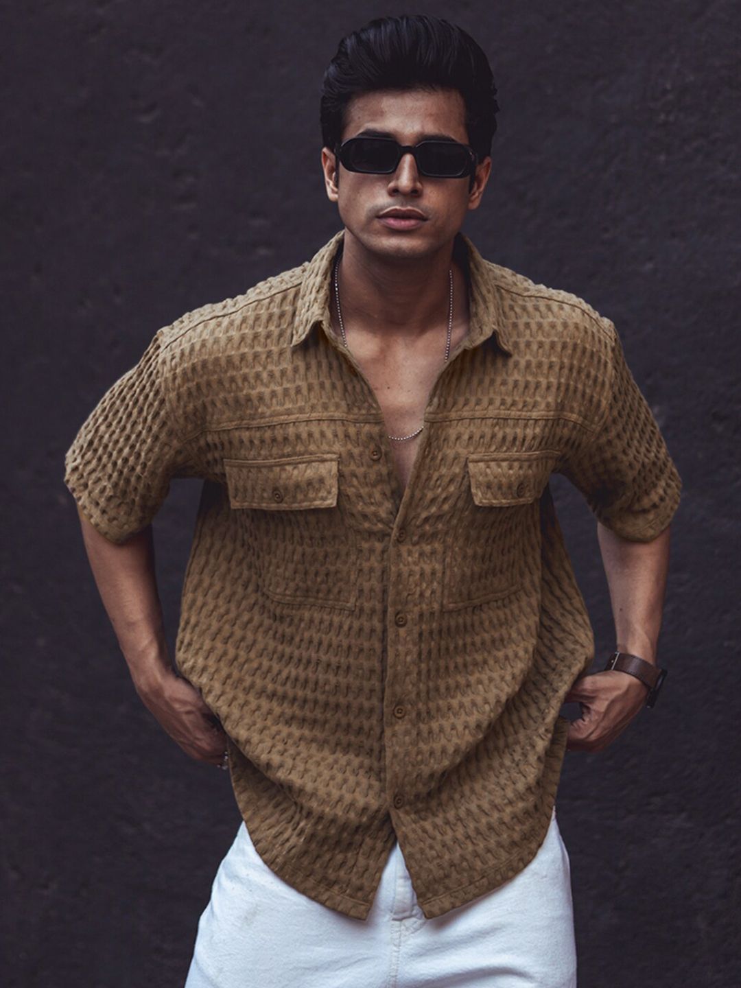 Powerlook India Slim Oversized Checked Pure Cotton Casual Shirt
