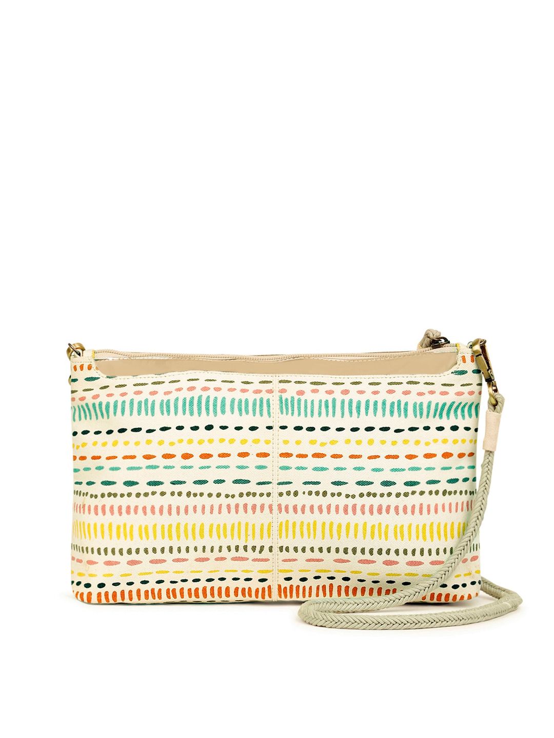 Berrylush White Printed Structured Sling Bag