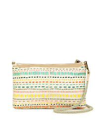 Berrylush White Printed Structured Sling Bag