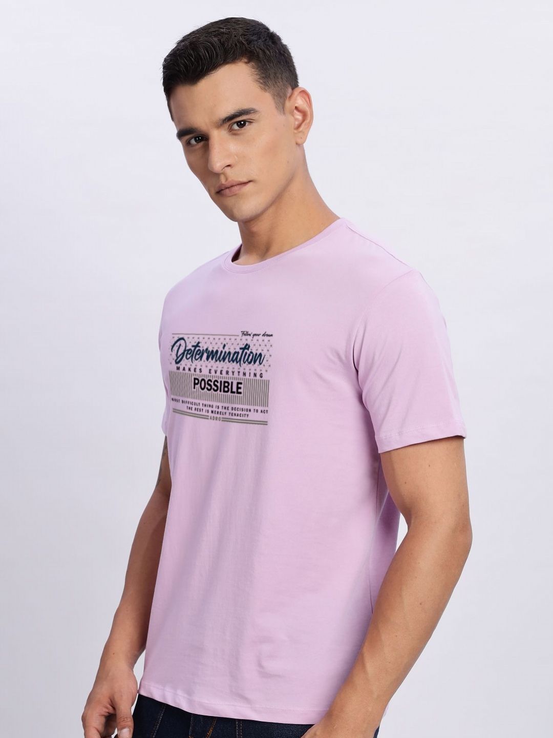 ADRO Men Typography Printed Round Neck Cotton T-shirt