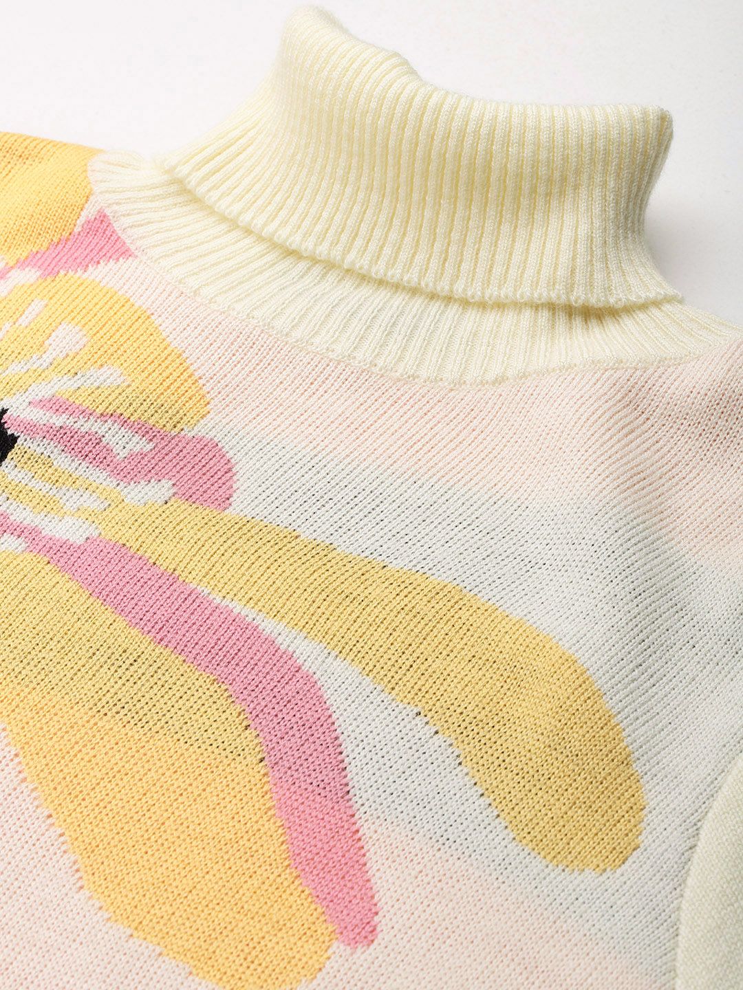 DressBerry Floral Printed Turtle Neck Pullover