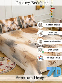 Moda Rapido X KLOTTHE Beige Floral 400 TC Cadar Katil King dengan 2 Sarung Bantal