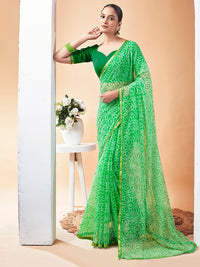 KALINI Bandhani Zari Pure Chiffon Bandhani Saree