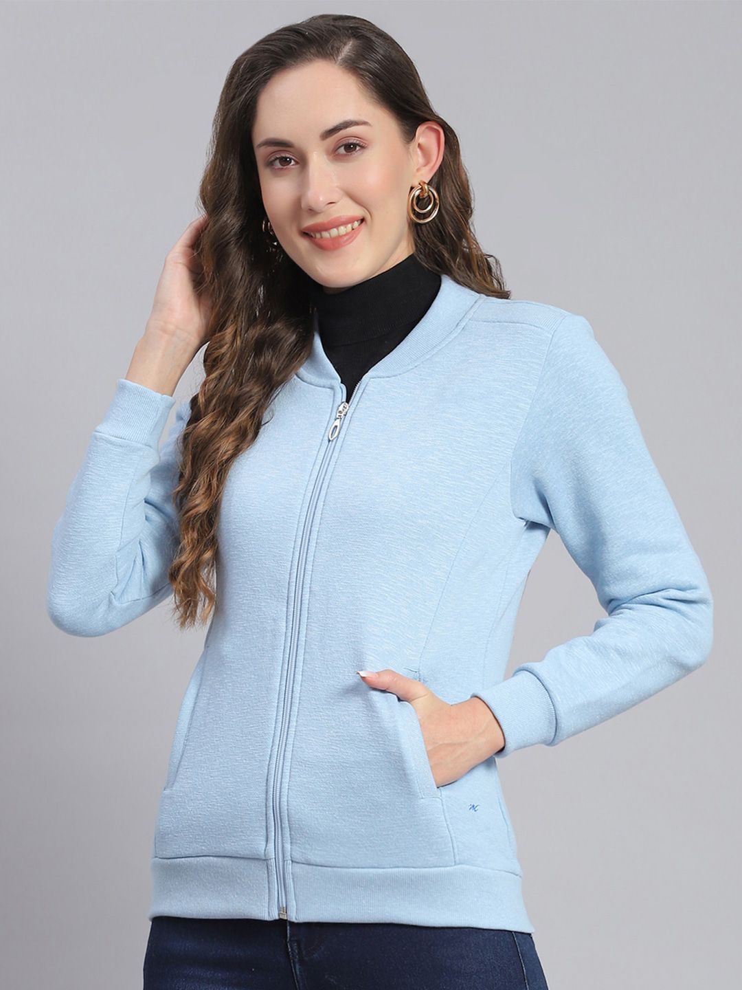 Monte Carlo Henley Neck Long Sleeves Front-Open Sweatshirt