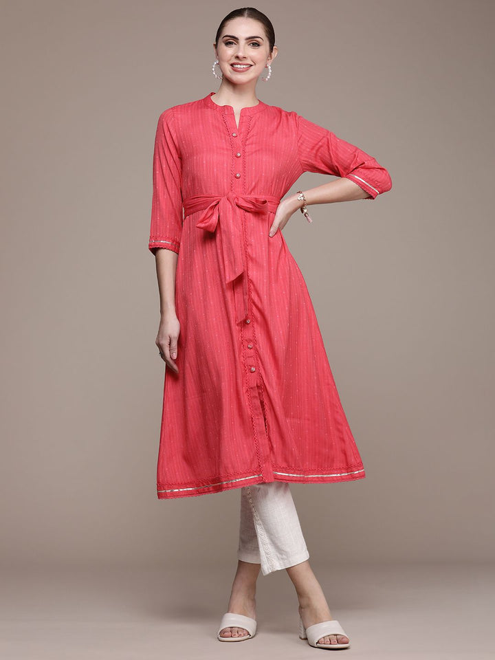 Anouk Women Woven Design Dobby A-Line Kurta