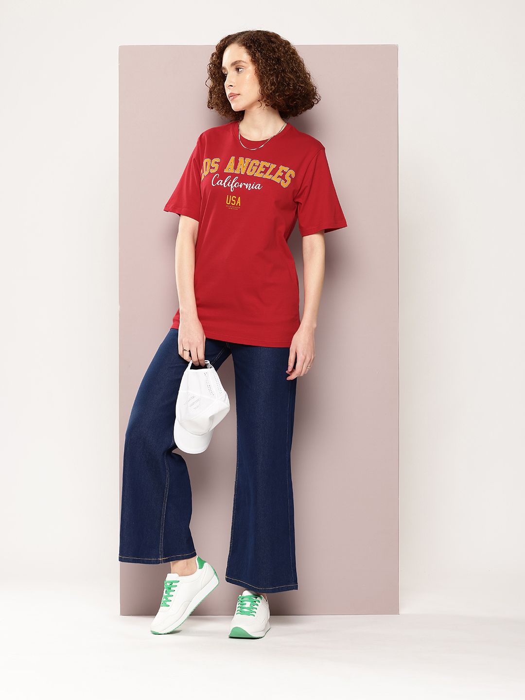DILLINGER Women Typography Printed Pure Cotton Oversized T-shirt