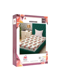 Myntra Elegant Homes Beige & White Geometric 400 TC Single Bedsheet with 1 Pillow Covers