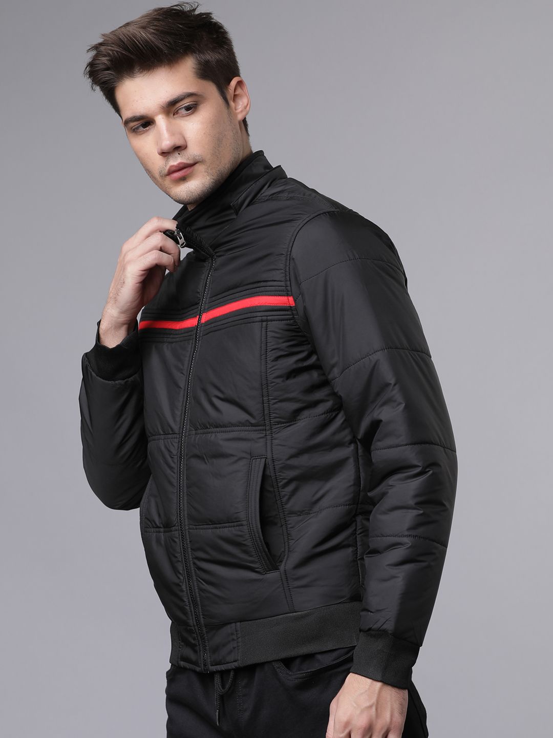HIGHLANDER Men Black Solid Padded Jacket