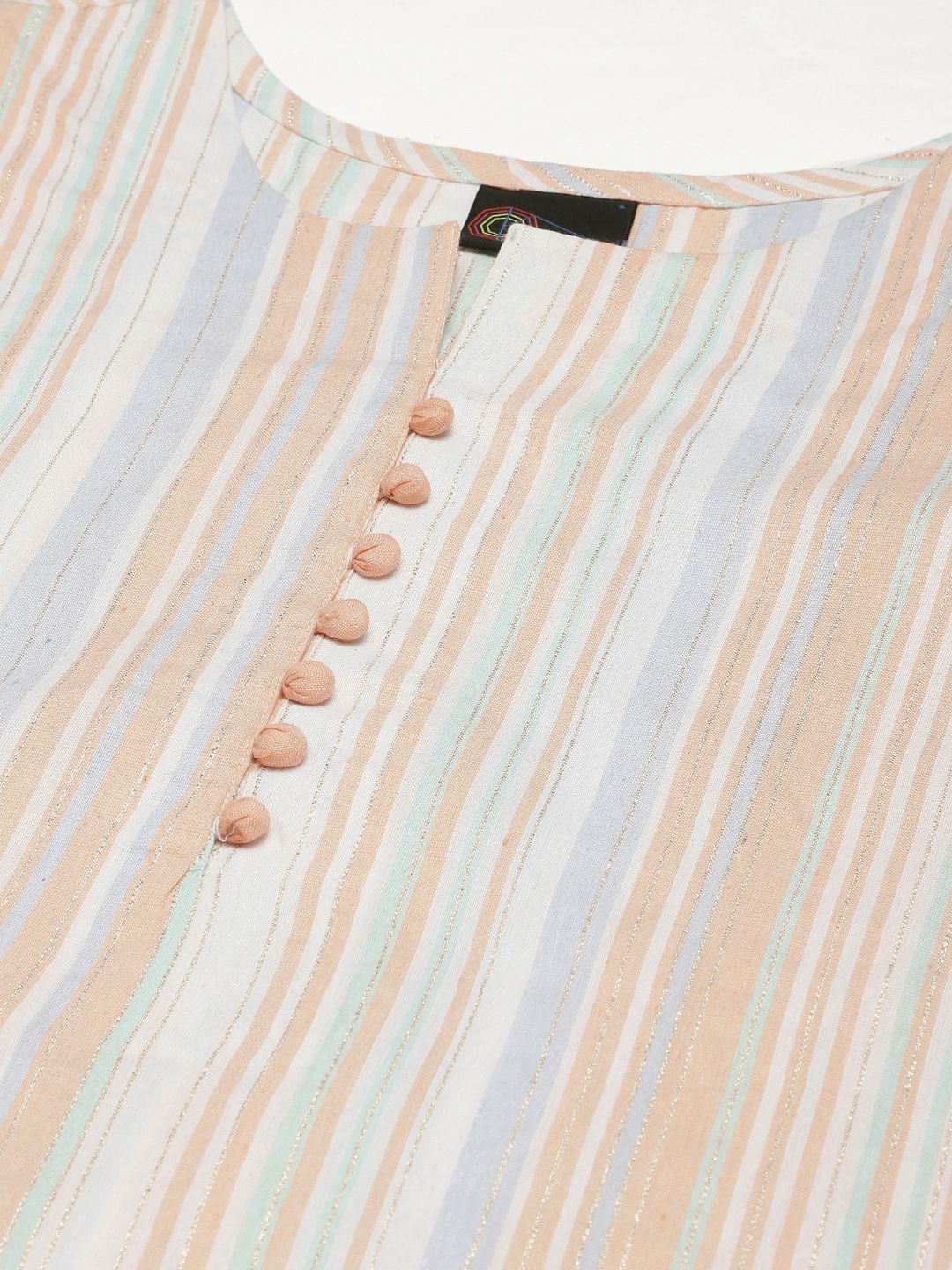 KALINI Women Striped Pure Cotton Kurta With Trousers