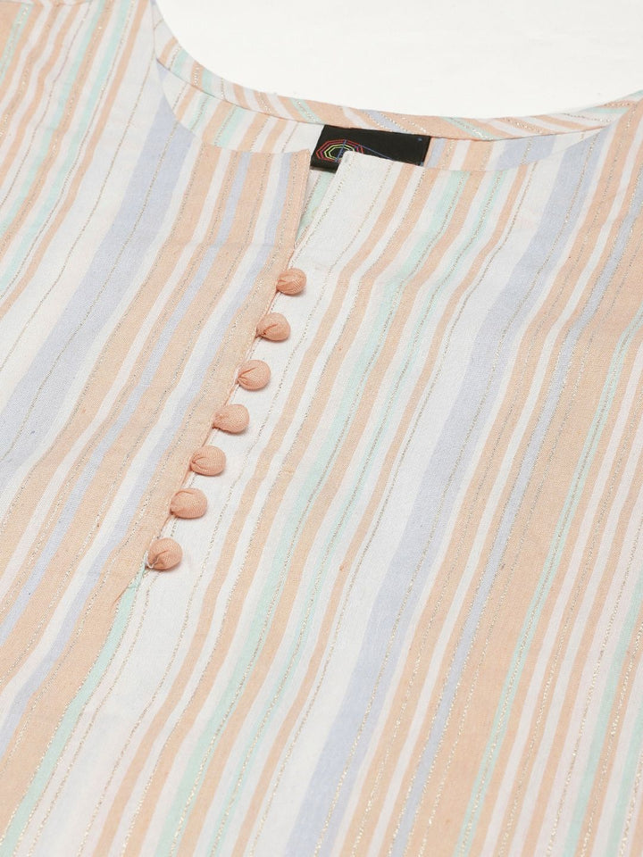 KALINI Women Striped Pure Cotton Kurta With Trousers