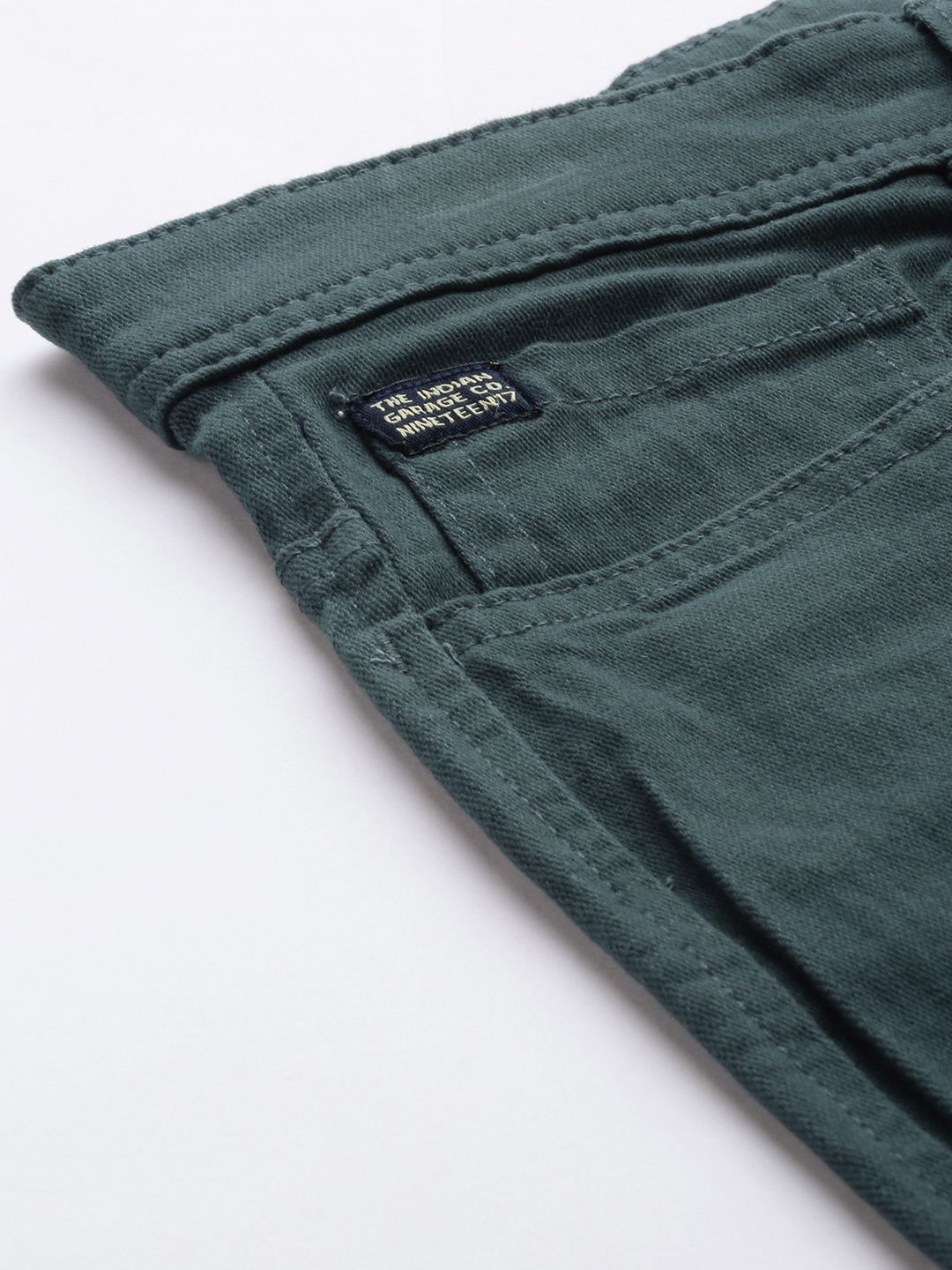 The Indian Garage Co Men Charcoal Grey Solid Chinos Trousers
