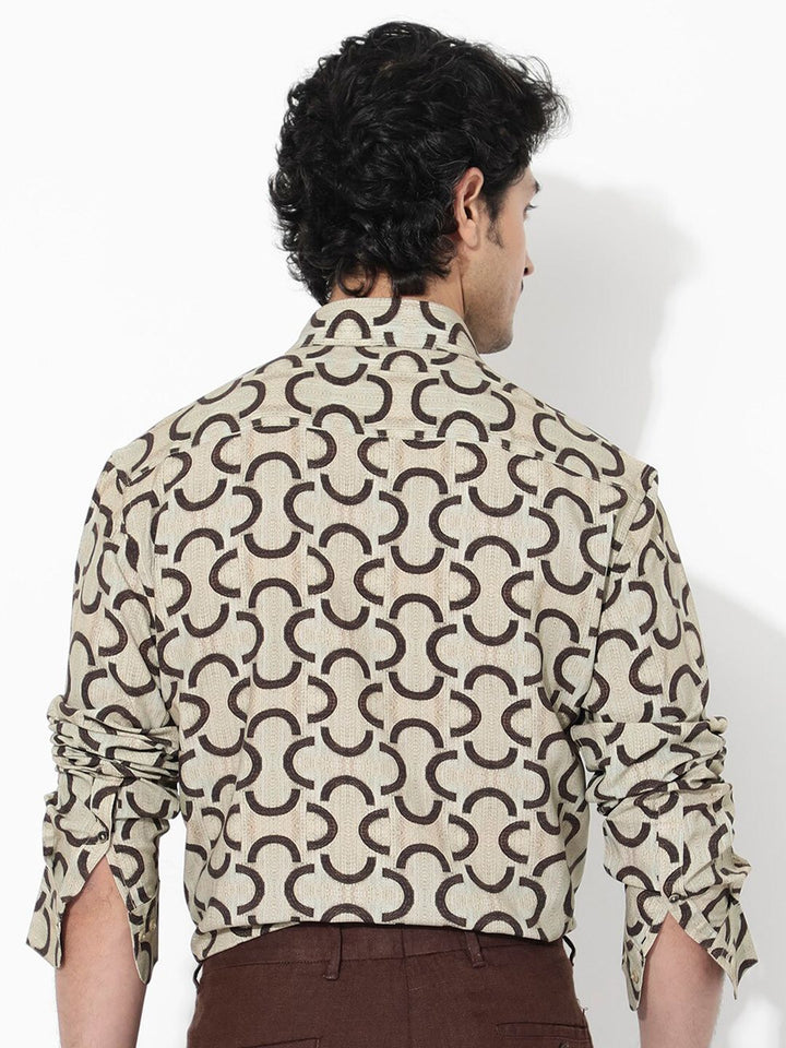RARE RABBIT Men Cason Regular Fit Abstract Printed Opaque Shirt
