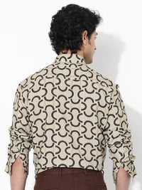RARE RABBIT Men Cason Regular Fit Abstract Printed Opaque Shirt