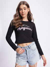 DressBerry Vibe Check Printed Crop Fitted Top