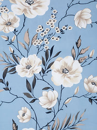 KLOTTHE Blue & White Floral Printed 300TC Super King Fitted Bedsheet With 2 Pillow Covers