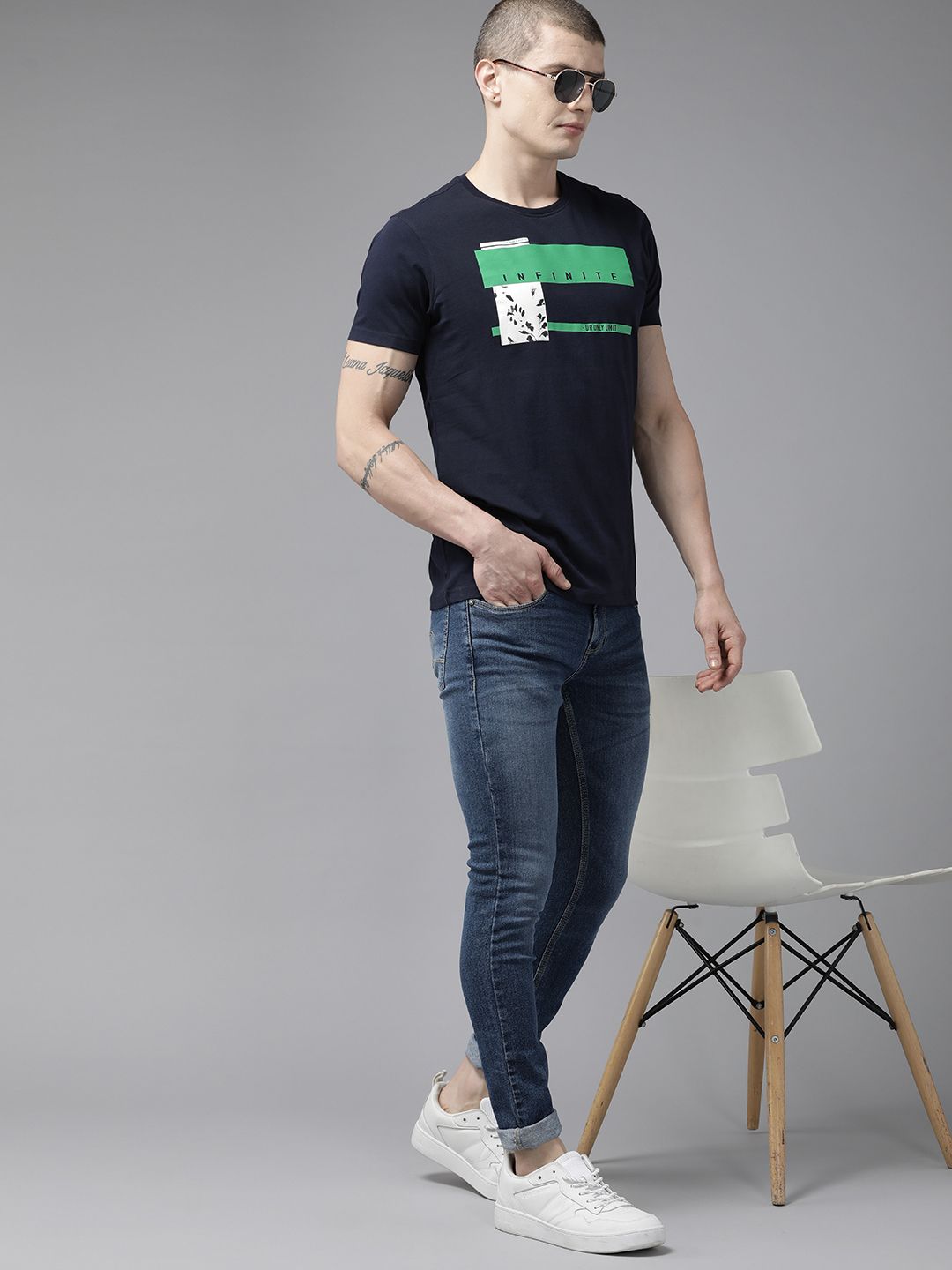 SPYKAR Typography Printed Slim Fit Pure Cotton T-shirt