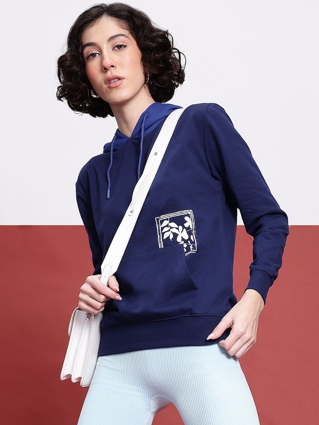 DressBerry Indie Print Contrast Hood Sweatshirt