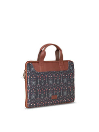 ZOUK Women Black & Blue Printed Jute Laptop Sleeve