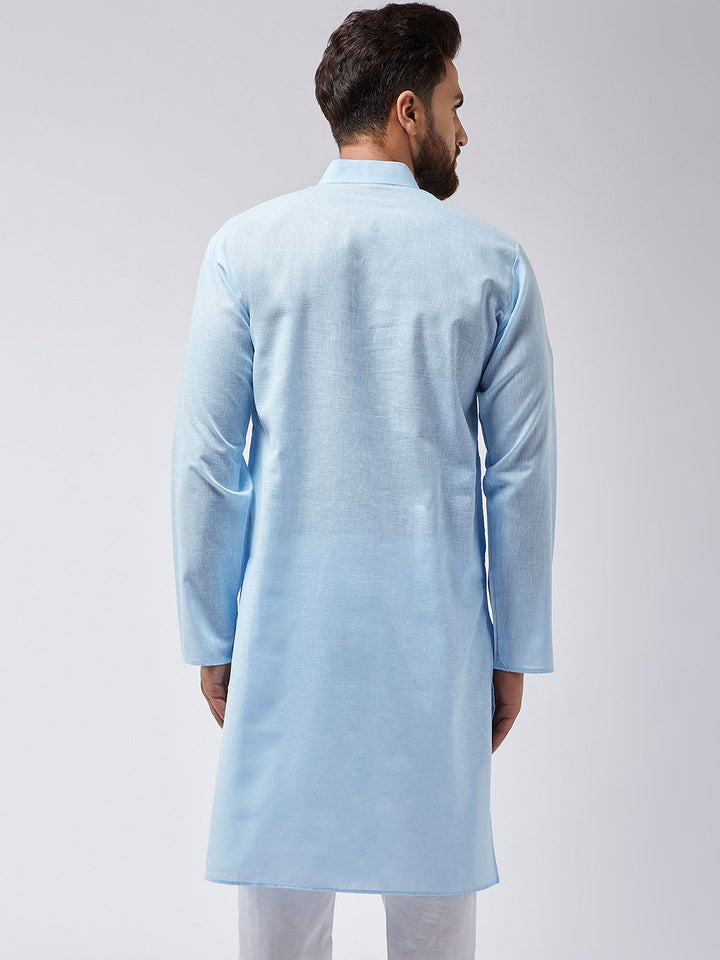SOJANYA Men Blue Solid Straight Kurta