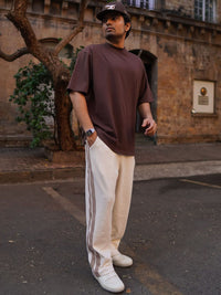 Powerlook Men Striped Baggy Fit Mid-Rise Track Pant