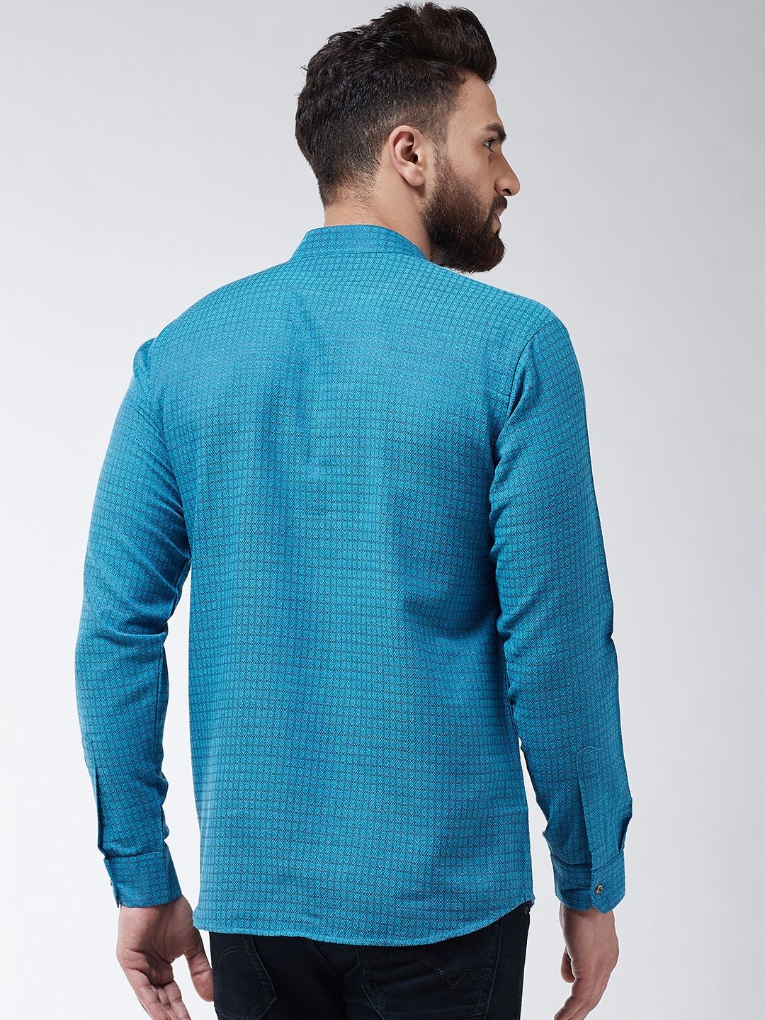 SOJANYA Men Blue Woven Design Straight Kurta