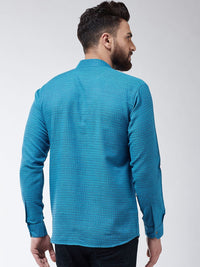 SOJANYA Men Blue Woven Design Straight Kurta