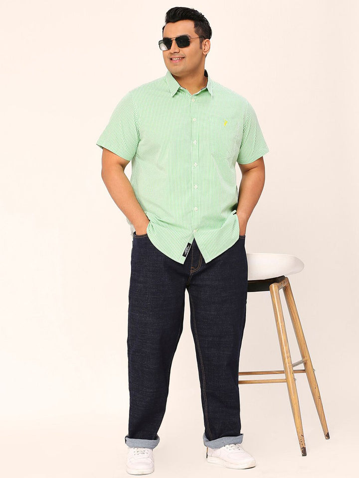 Thomas Scott Plus Size Standard Micro Checked Cotton Casual Shirt