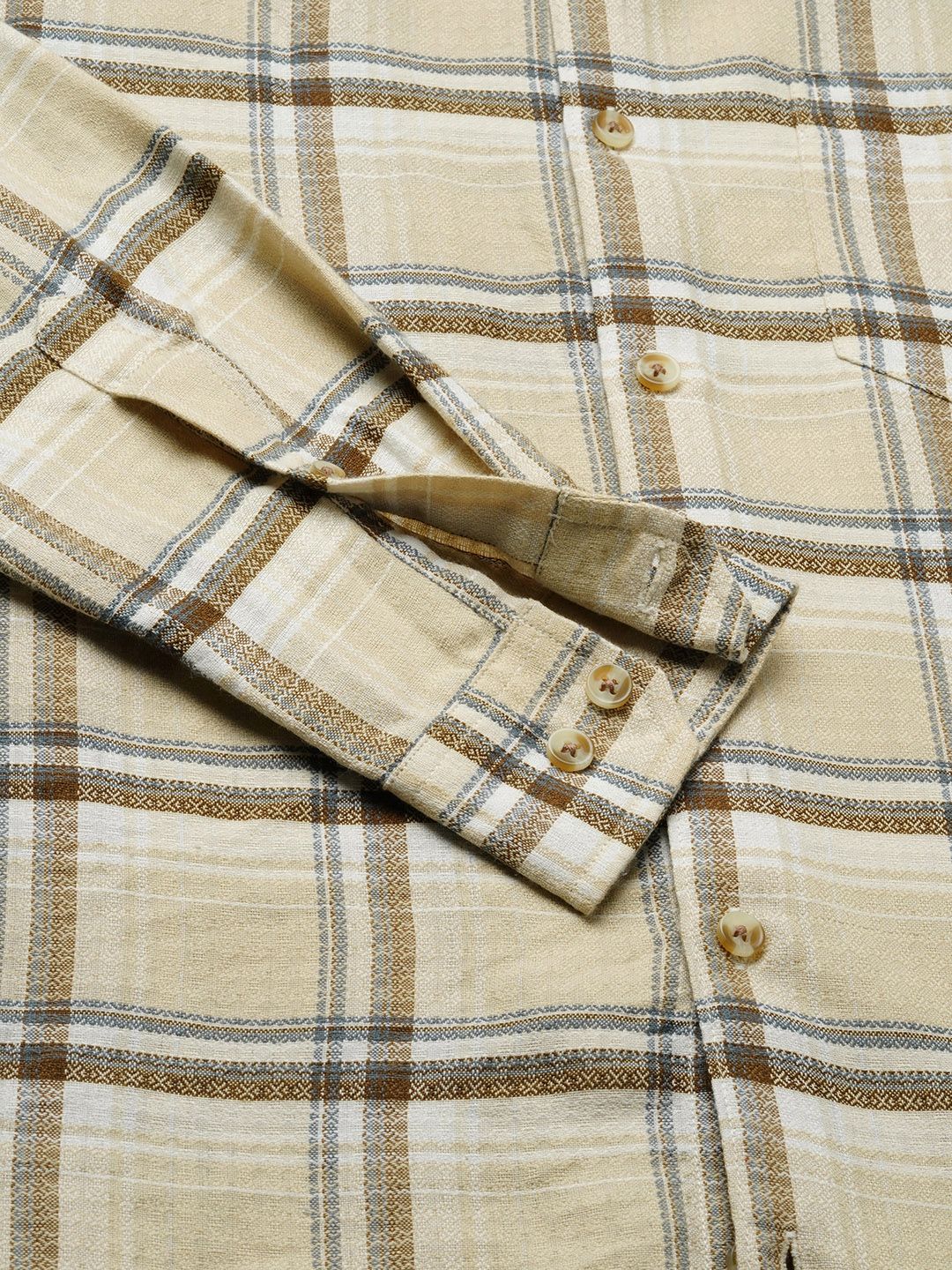 VASTRADO Men Classic Slim Fit Opaque Checked Pure Cotton Casual Shirt