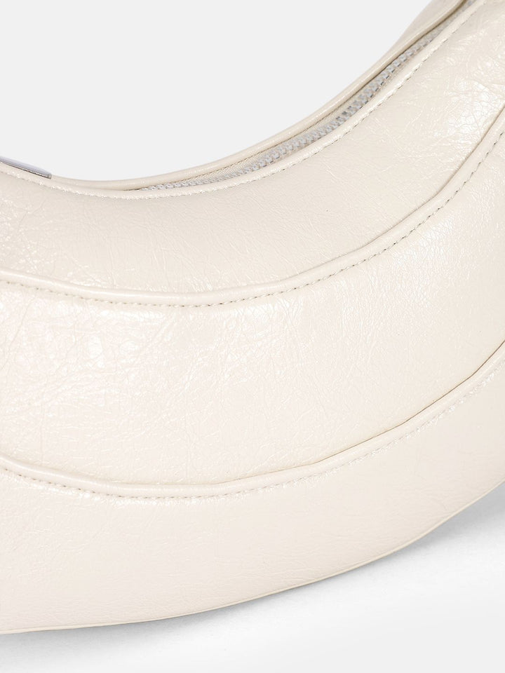 DressBerry Textured Half Moon Shoulder Bag with Bow Detail