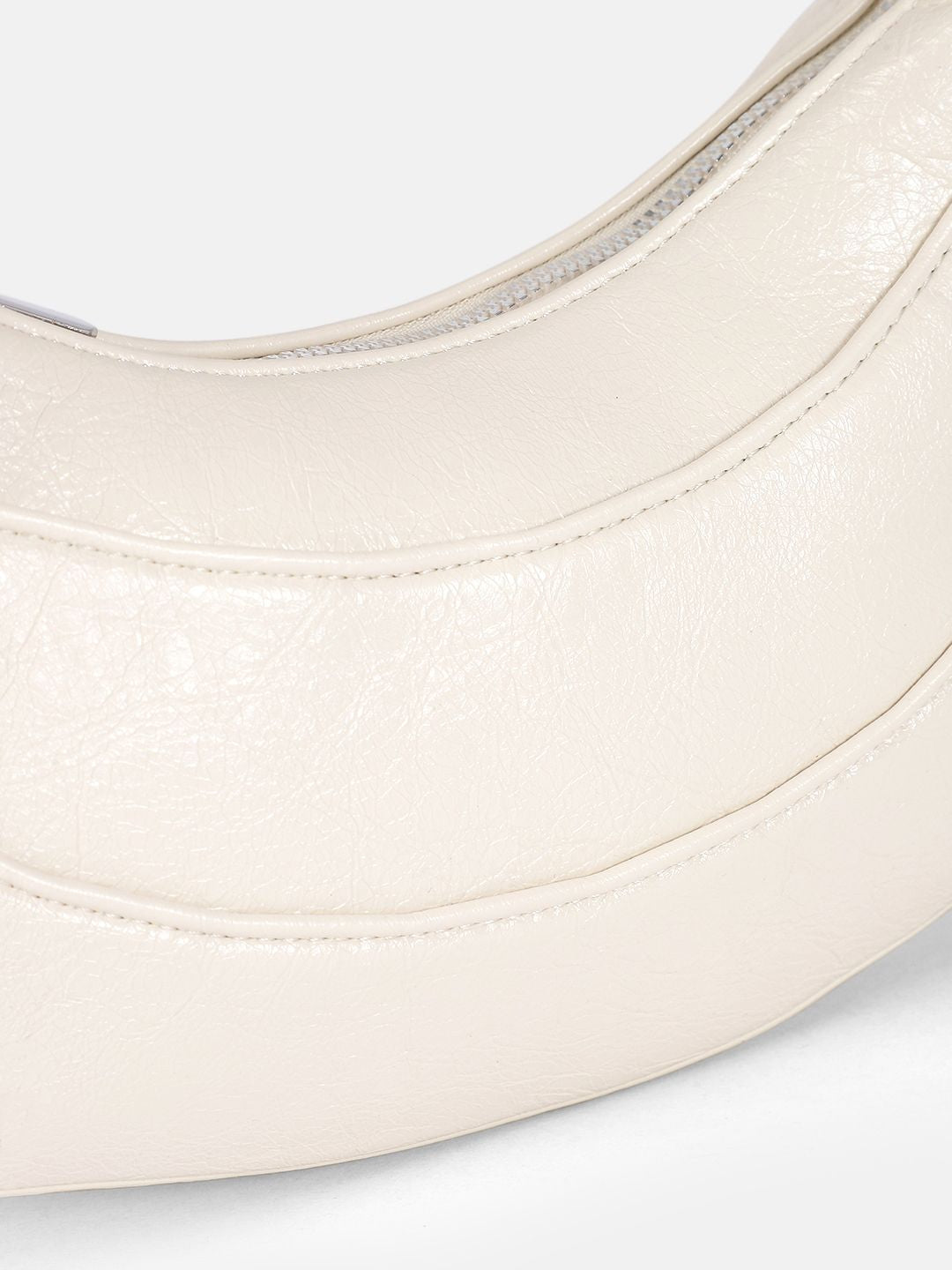 DressBerry Textured Half Moon Shoulder Bag with Bow Detail