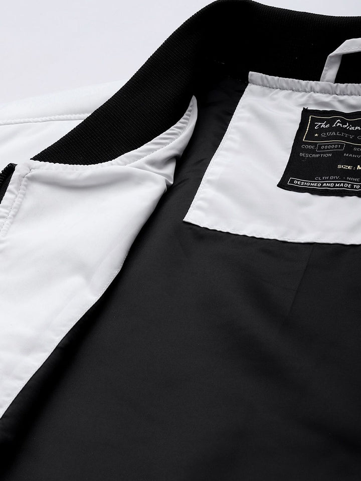 The Indian Garage Co Men Slim Fit Zip-Front Bomber Jacket with Zip Pockets