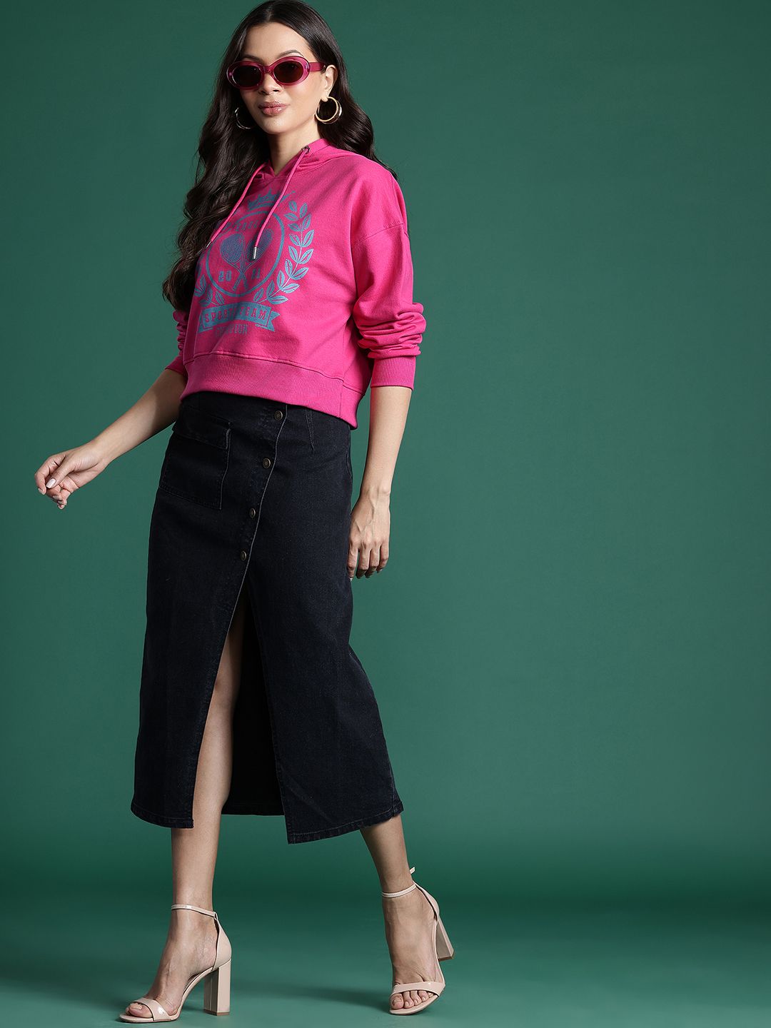 DressBerry Hooded Printed Sweatshirt