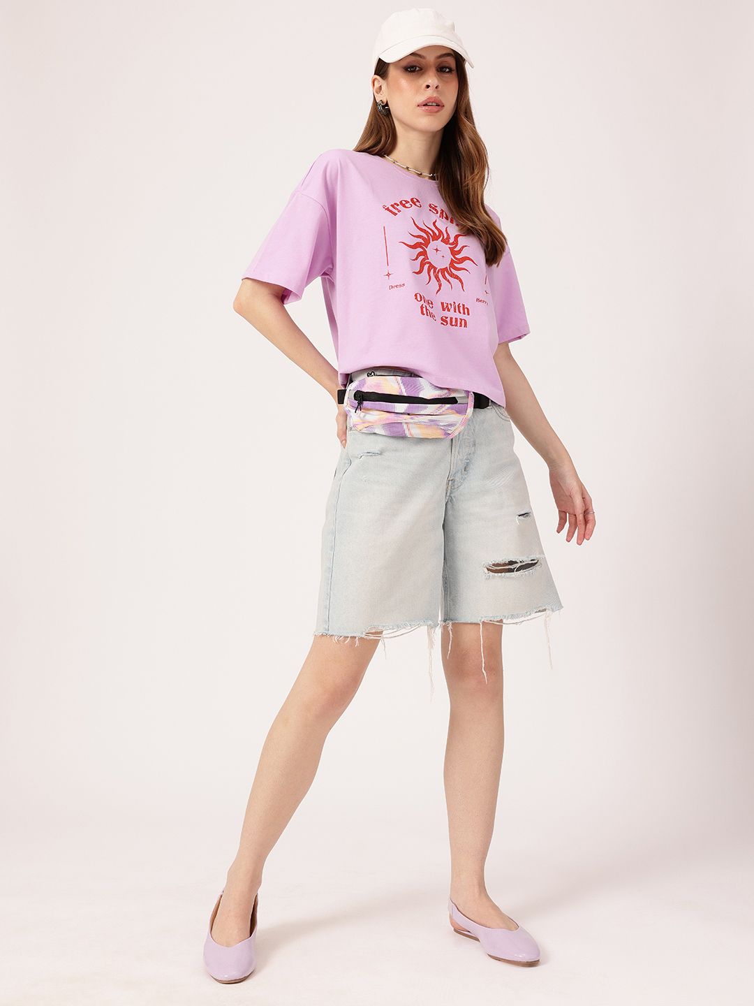 DressBerry Let Your Light Shine Printed Boxy T-shirt