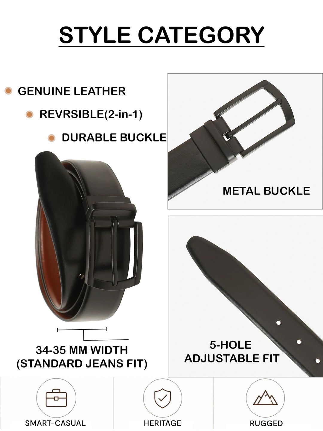 Teakwood Leathers Men Leather Reversible Belt