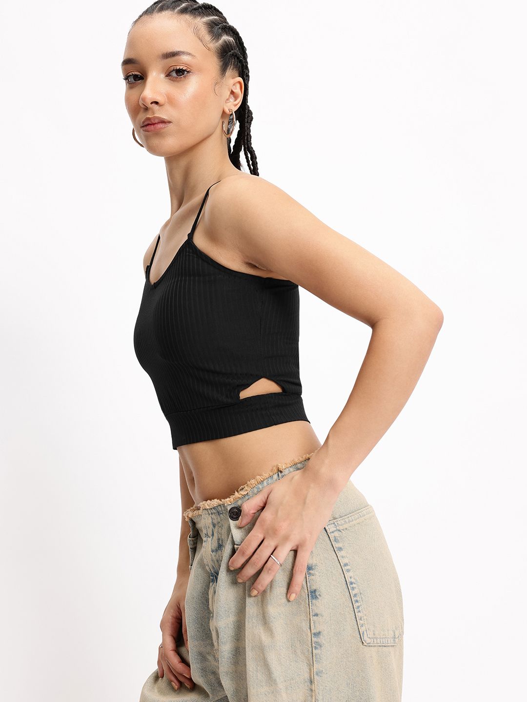 DressBerry Cut-Out Queen Ribbed Crop Top