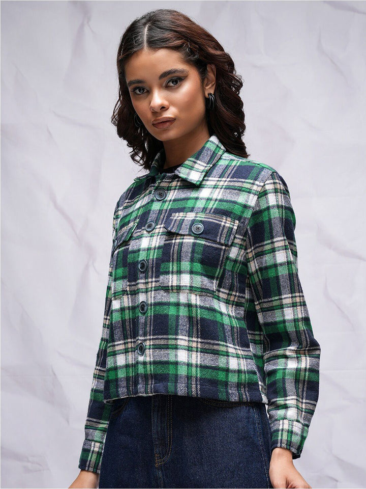 Tokyo Talkies Navy Blue Checked Classic Casual Shirt