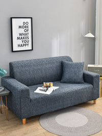 Story@home Grey & Black Printed 3 Seater Stretchable Sofa Cover With Arms