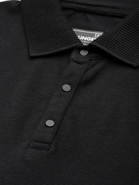 DILLINGER Men Polo Collar Honeycomb Structure T-shirt