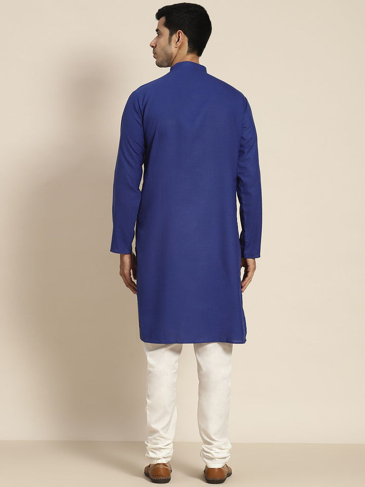 SOJANYA Men Navy Blue Solid Kurta