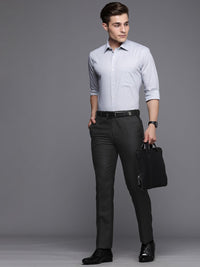 Raymond Men Grey Solid Slim Fit Wrinkle Free Formal Trousers
