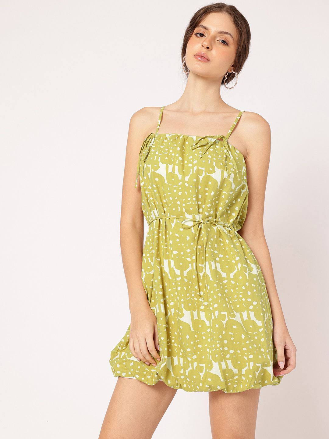 DressBerry Timeless Twirls Strappy Bow-Detail Mini Balloon Dress with Belt