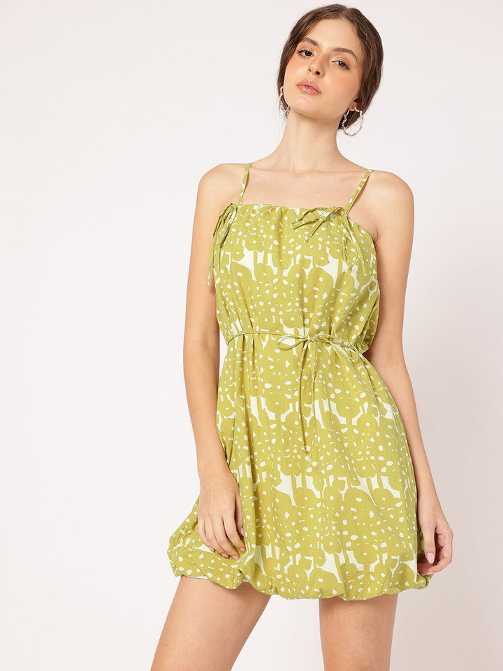 DressBerry Timeless Twirls Strappy Bow-Detail Mini Balloon Dress with Belt
