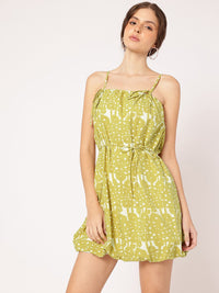 DressBerry Timeless Twirls Strappy Bow-Detail Mini Balloon Dress with Belt