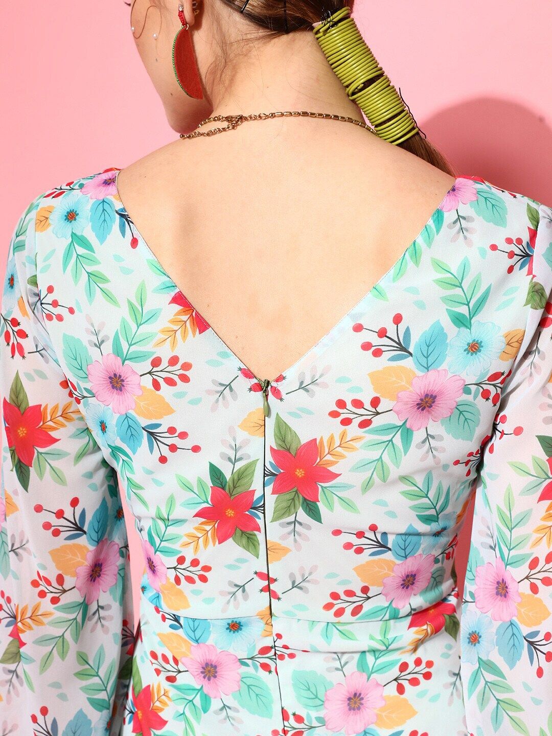 STREET 9 Green Floral Georgette Maxi Dress