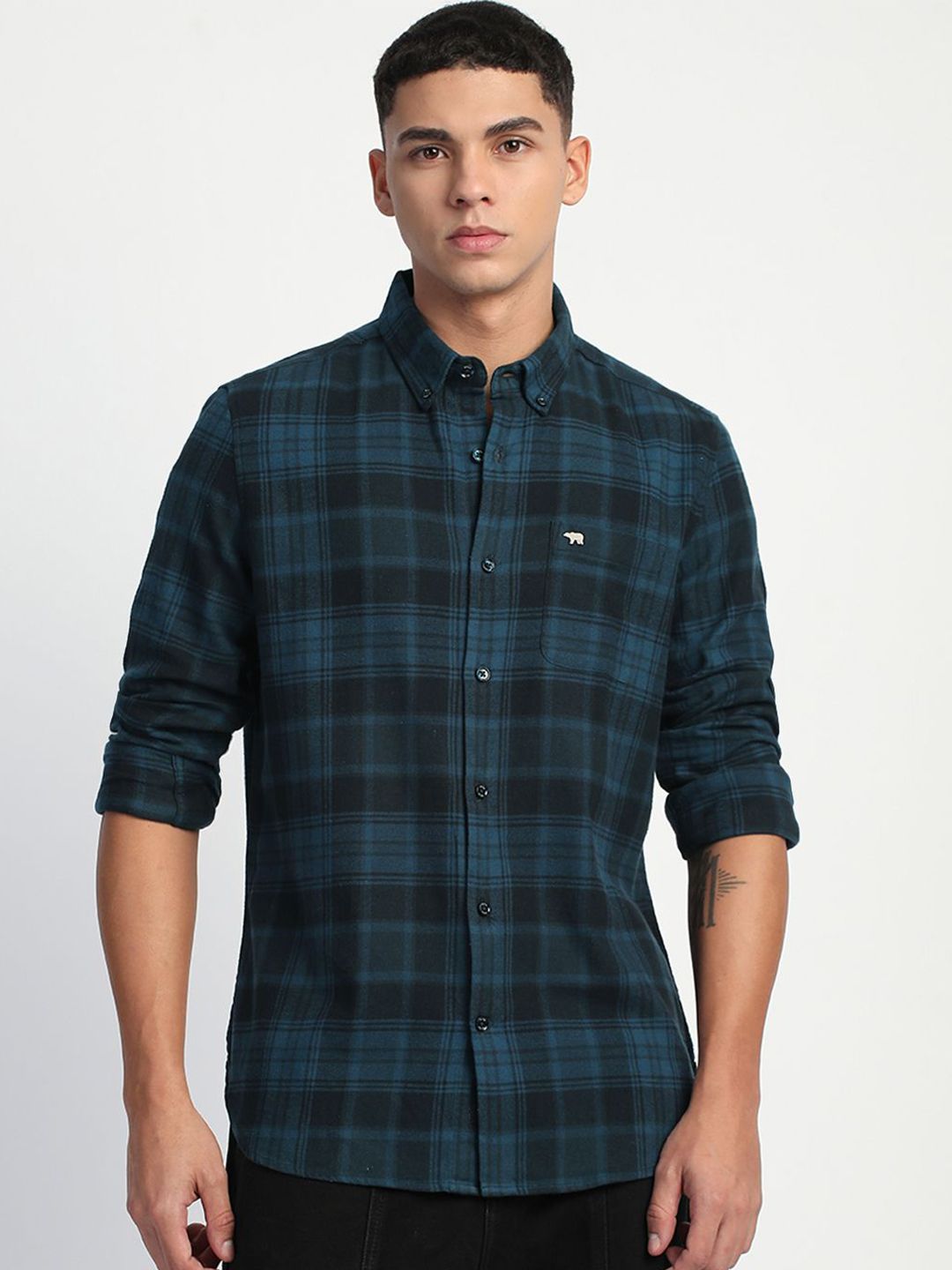 THE BEAR HOUSE Men Slim Fit Tartan Checks Opaque Checked Casual Shirt