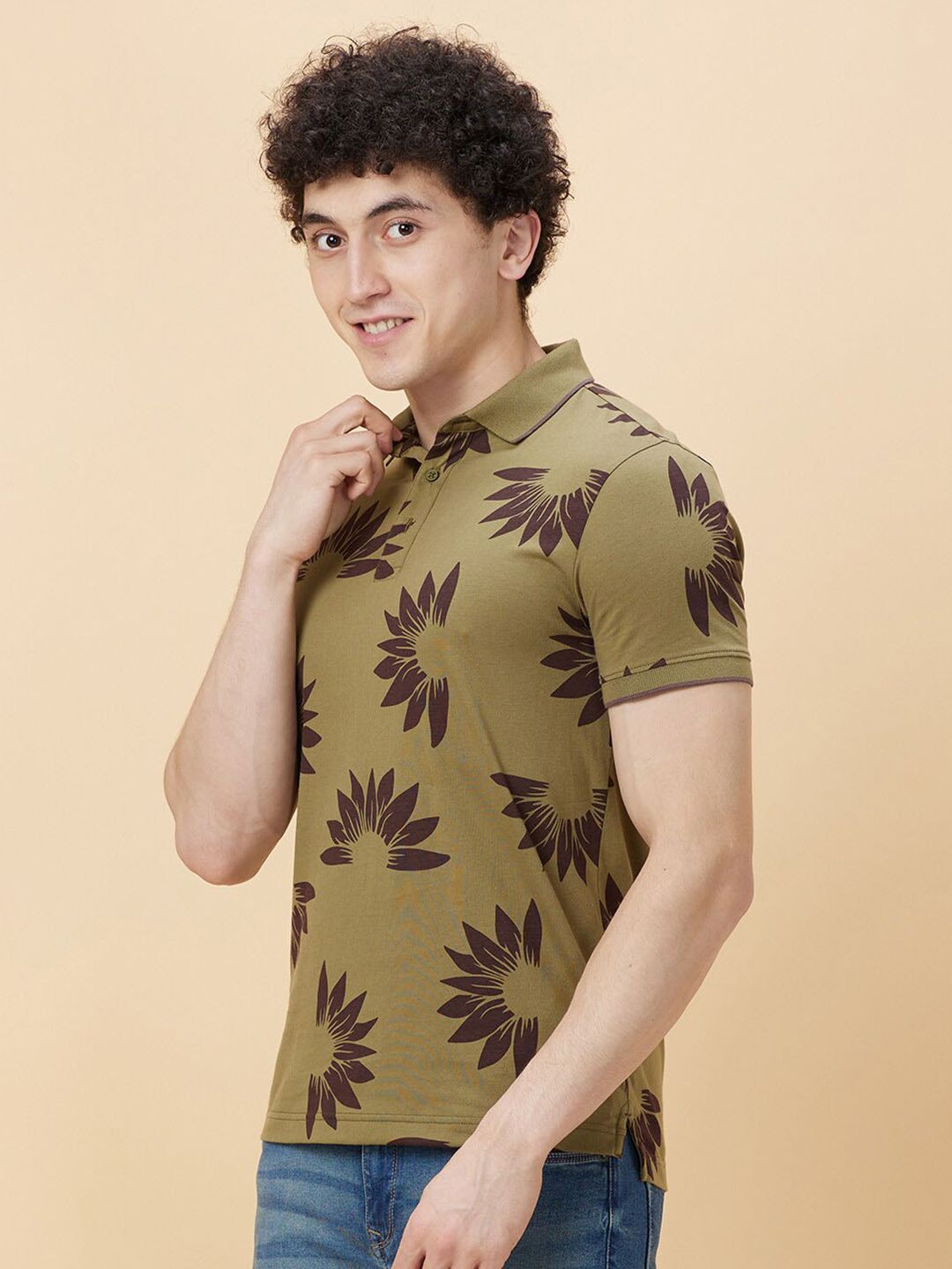 Being Human Floral Printed Polo Collar T-shirt